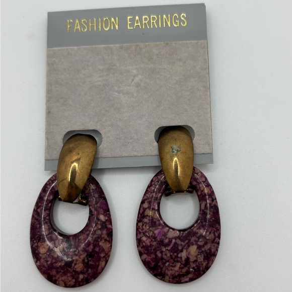 ✨5/$25✨ Purple and Gold Fashion Earrings - Picture 2 of 5